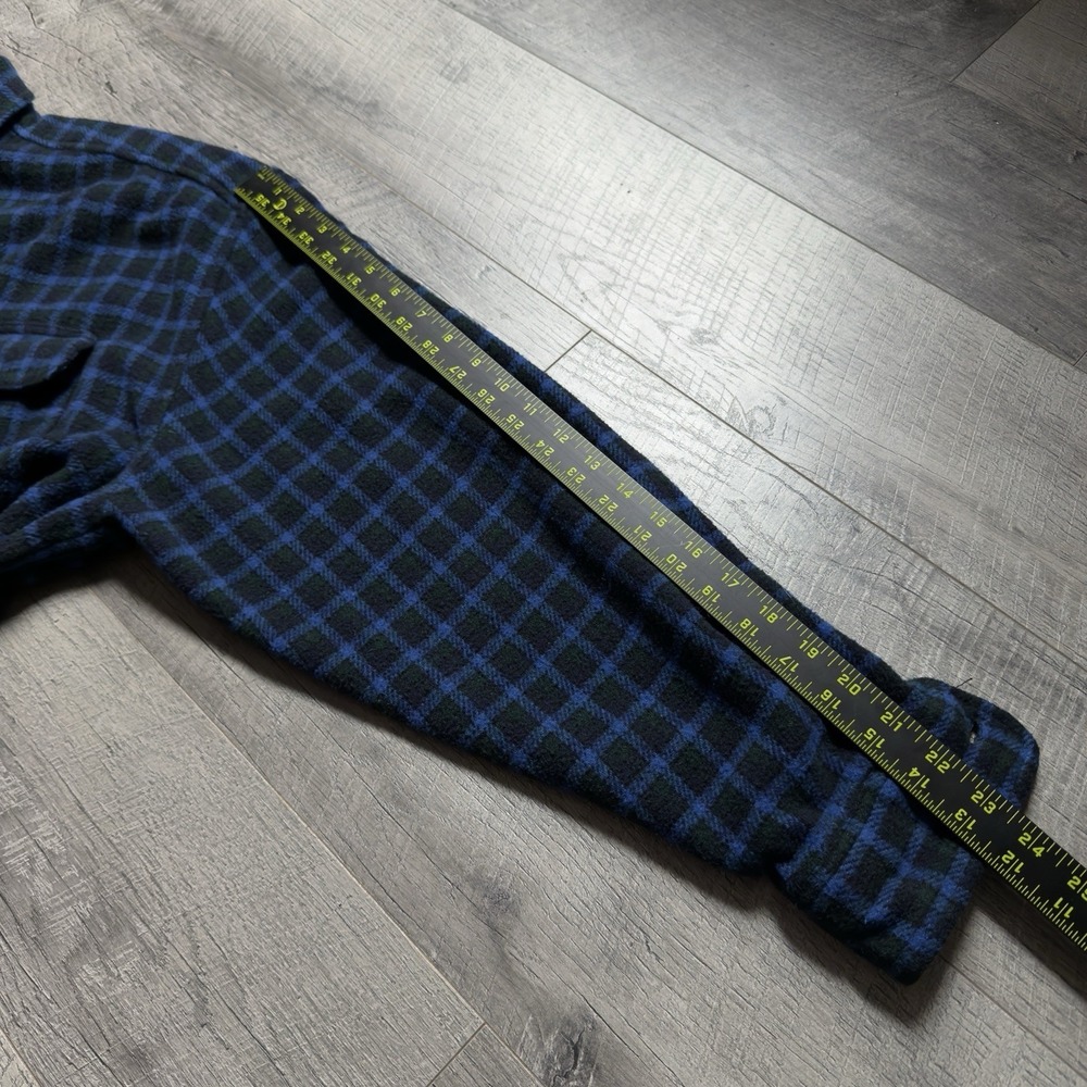 Vintage 90's Old Navy Men's Blue Plaid Italian Wool Blend Shirt Jacket Size 2XL - Picture 9 of 12